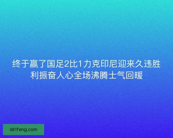 终于赢了国足2比1力克印尼迎来久违胜利振奋人心全场沸腾士气回暖