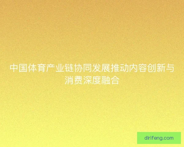中国体育产业链协同发展推动内容创新与消费深度融合
