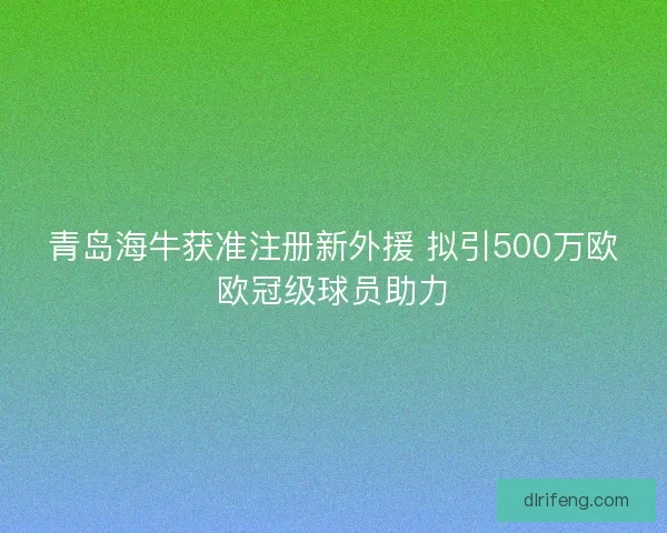 青岛海牛获准注册新外援 拟引500万欧欧冠级球员助力